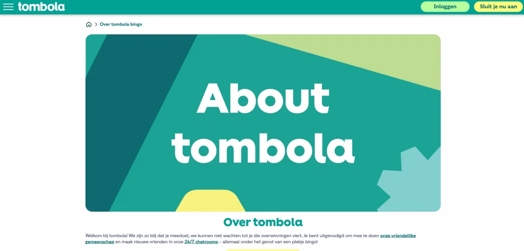 Officiële tombola bingo-interface met spel- en community-elementen